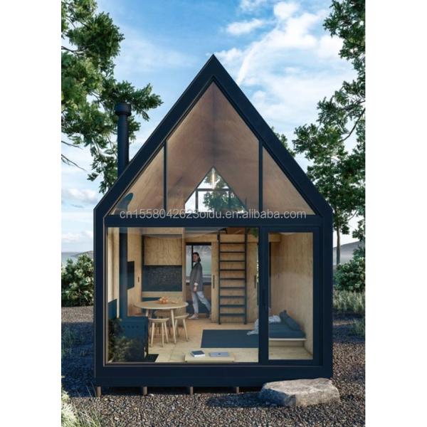 Fast-Installed Two-Storey Prefab Villa with A-Frame Design and Triangle Container Made of Galvanized Steel Square Tubes