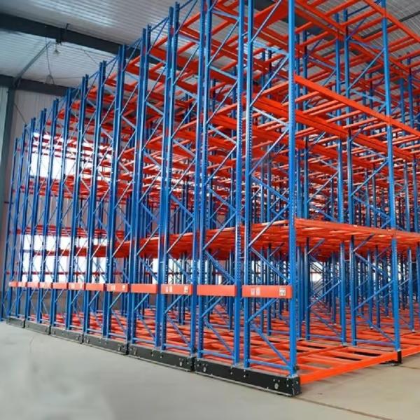 Quality Steel Heavy Duty Motorized Mobile Racking System With Up To 90m Trolley Length for sale