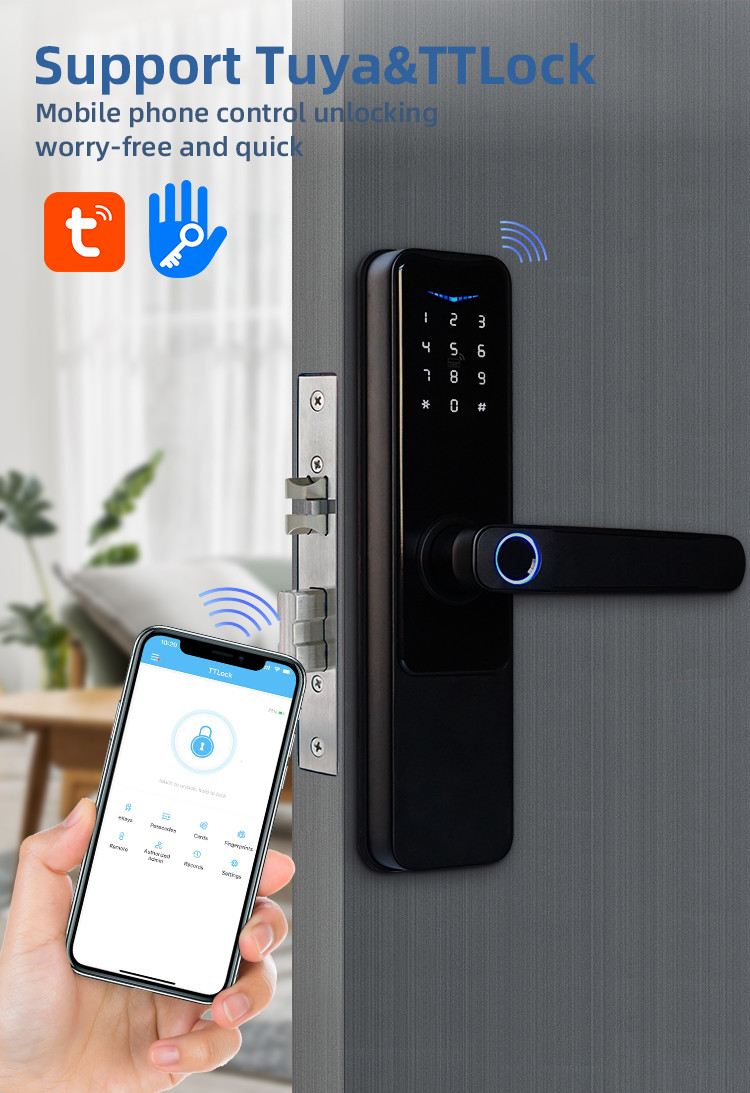 5VDC TTlock Smart Lock Biometric Keyless Smart Door Lock Wifi App Control