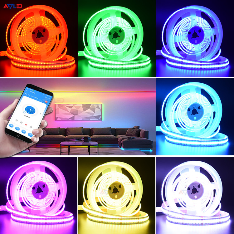 Seamless COB Recessed LED Strip Lighting Color Changing RGB CCT With Wifi Remote Control