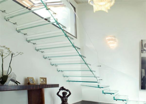 Quality Prima Building Floating Stairs , Modern Glass Staircase Achieve An Open Feel for sale