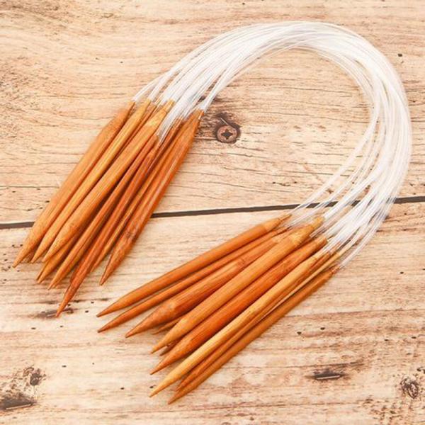 Bamboo Knitting Needles Set Circular Wooden Knitting Needles With Colorful Plastic Cable For DIY
