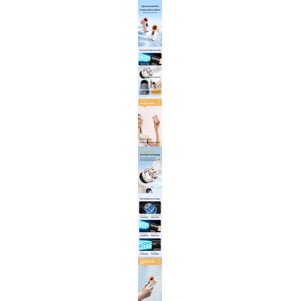 Customized 2000mAh Battery Brushless Motor LED Display Handheld Fan for Portable Cooling