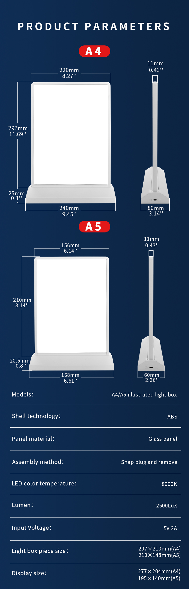 Upgrade Your Menu Display with Our Indoor LED Light Box Battery Powered and Durable