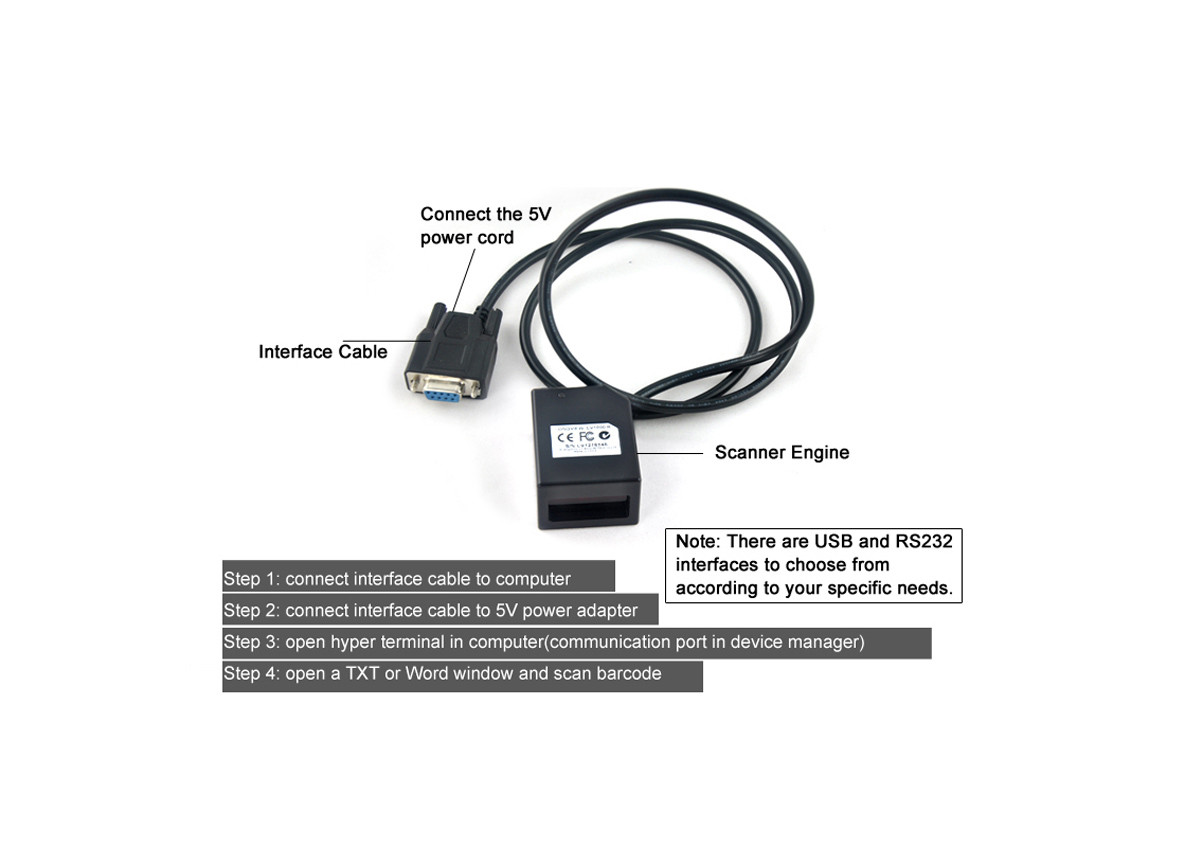 LV1000R USB Arduino Barcode Scanner Module CCD Image Sensor DC 5V