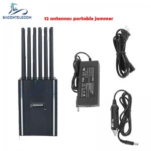 China Portable Cell Phone Jammer Blocker 12 Channels 12w America Type Europe Type on sale