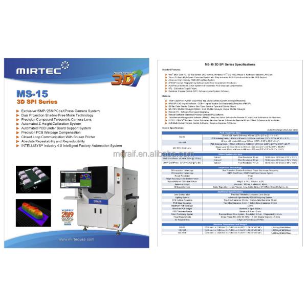 3D SPI IN-LINE MS-15 3D SPI Series smt solder paste inspection machine SPI