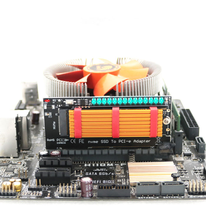 M.2 Nvme SSD To PCI E Adapter 4X 8X 16X With 3528 Colorful Flash LED