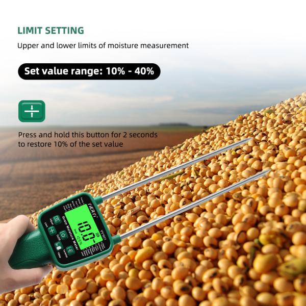 14 Kinds Grain Moisture Meter Cereal Hygrometer Voice Alarm Humidity Tester