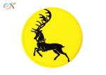 Custom Logo Deer Iron On Embroidered Patches Round Shape With Merrowed Border