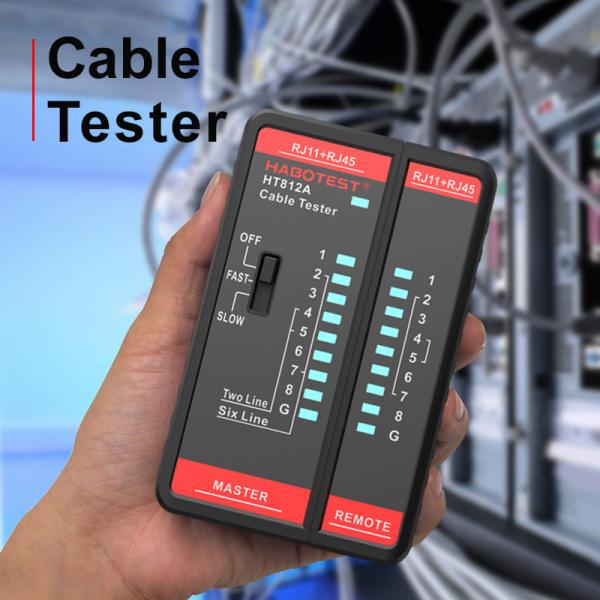 Quality HABOTEST HT812 Network Cable Tester RJ11 RJ45 Dual-use Tester LED Status Display NC/HDMI Repair for sale