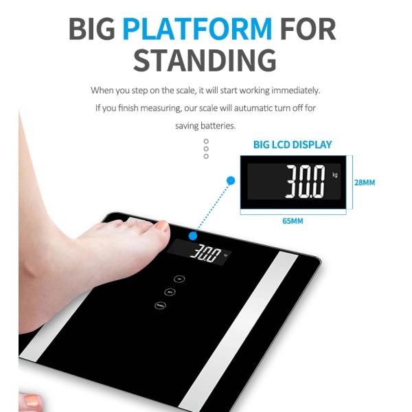 5MM Tempered Glass Platform 396LBS Body Composition Analysis Scale