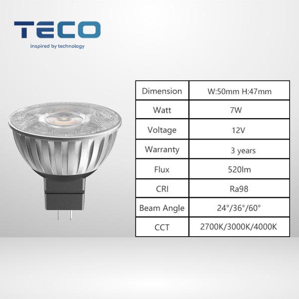 Custom MR16 7W LED Bulbs 36 Degree 3000k No Flicker Dimmable Led Spotlight Warm White