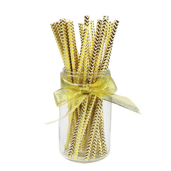 Quality Gold foil pattern FDA Certificate Biodegradable Paper Straws Food-grade Recyclable Printed Eco-friendly Paper Straws for sale