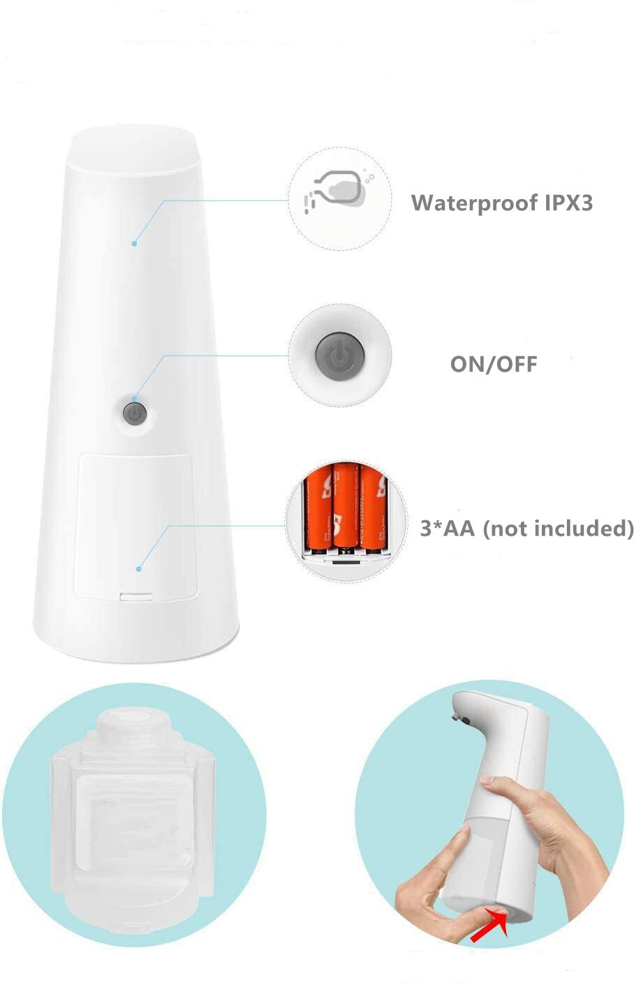 5CM Sensor Foam Soap Dispenser FCC Green Home 0.25S Qick Dispensing