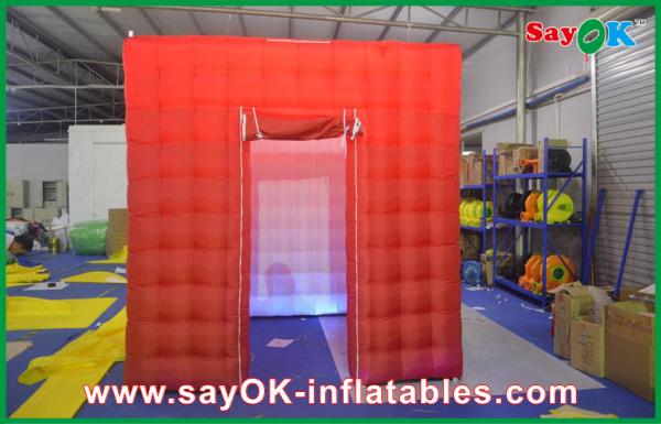 Quality Inflatable Cube Tent Red 2 Door Inflatable Photo Booth With Top Opening Amusement Park Use for sale