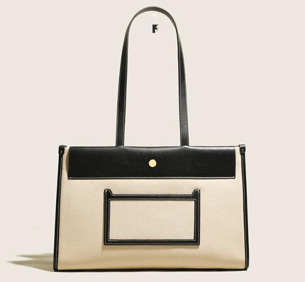 Quality Hasp Oversized Leather Tote Bag Square Lychee Handbags for sale