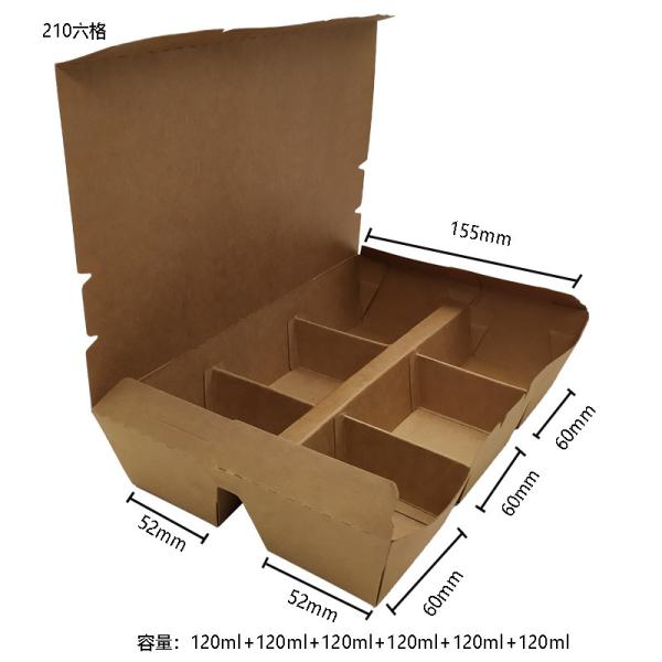 Quality Food Grade Kraft Paper Take Out Boxes 6 Compartments Serve Hot And Cold Foods For Restaurants for sale