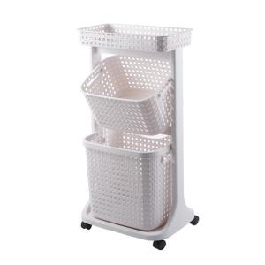 Beige Two Tier Laundry Basket Plastic Laundry Hamper 44*34*82cm