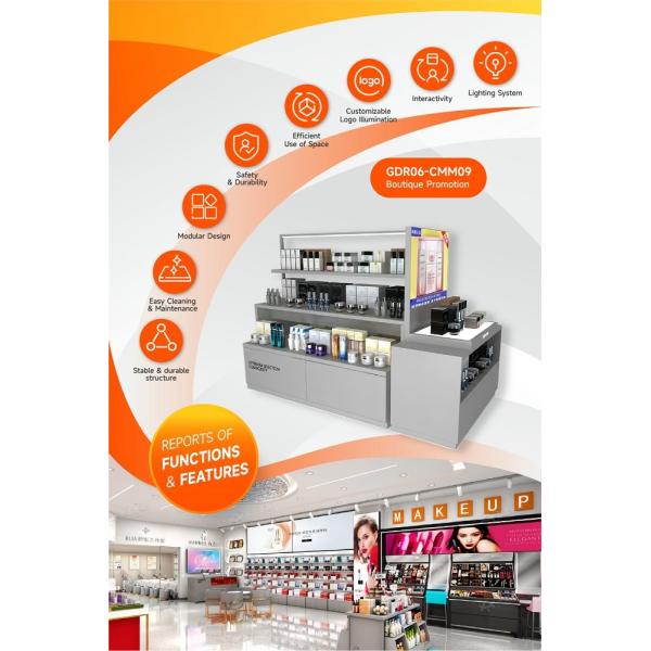 GDR06-CMM09 Retail Display Stand with 40mm Soft Film Light Box and LED Strips for Fashion Boutique