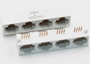 Buy cheap White Housing Rj45 Multiple Port Connectors Harmonica Ganged Unshielded product