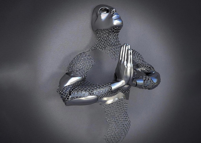 Love Hands Design Stainless Steel 3D Metal Wall Sculpture Matt Finish