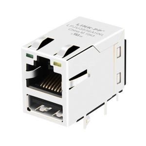 Buy cheap RU3-218PKBB3 Compatible LINK-PP LPJU3836AHNL rj45 magnetic jack with Single USB 1000 Base-T Tab Up Green/Yellow Leds product