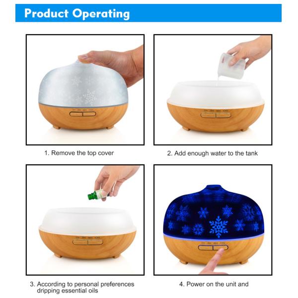 OBM 300ml 3d Glass Room Diffuser , 30-70ml/H Aromatherapy Essential Oil Diffuser