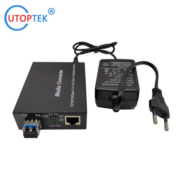 10/100/1000Mbps RJ45 to SFP media converter with DC5V power supply