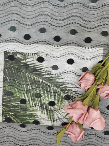 Quality Linear All Over Spot Polyester Lace Trim Black Tulle Mesh for sale