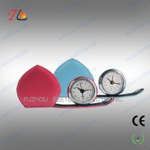 China Mini folding heart shape leather travel clock alarming clock suitable for young ladies on sale