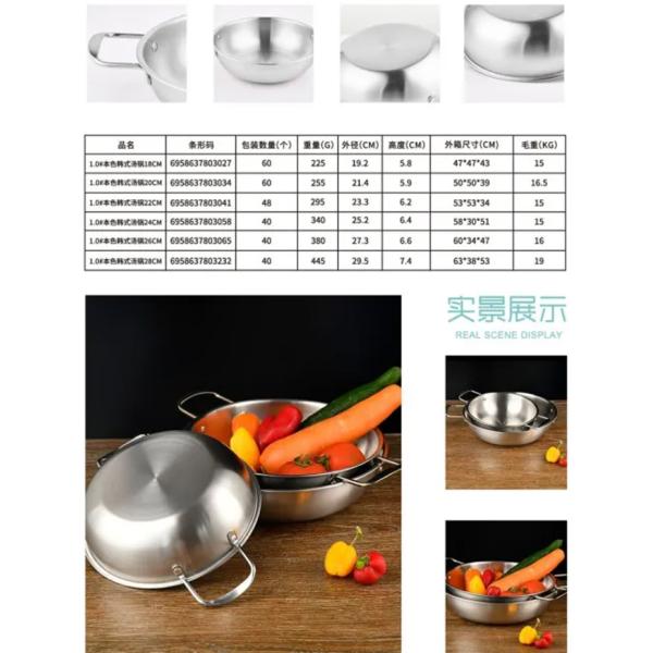 Kitchen Utensils Stainless Steel Bowl Soup Basin Vegetables And Fruits 304