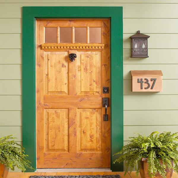 Single Leaf Solid Wood Doors , Solid Oak Glass Doors For Villa / Apartment