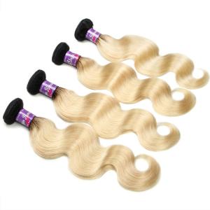 China 1b 613 two tone hair ombre hair weaves dark root blonde weave virgin brazilian  hair weft on sale