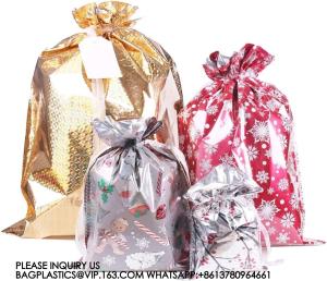 Buy cheap Christmas Gift Bags, Santa Wrapping Bag Designs With Inserted Drawstring Ribbons And Tags For Wrap product