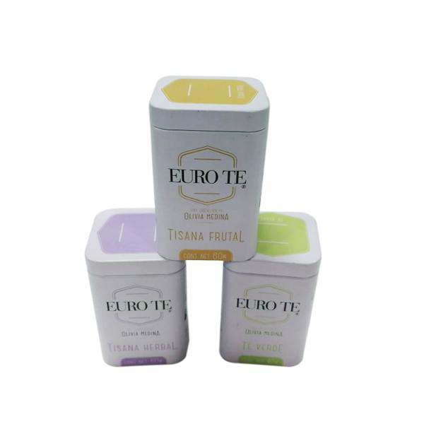Quality 0.23mm Mini Square Tea Caddy Tin Metal Tin Can Container Canister for sale
