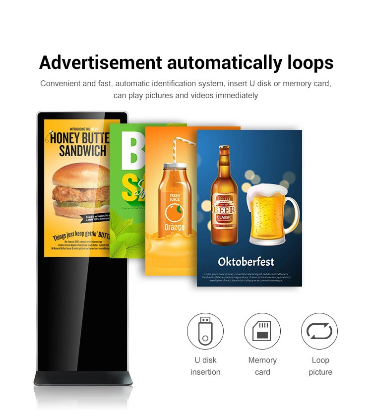1080P Floor Standing LCD Advertising Player Windows Android System Compatible