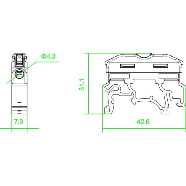 Gray Din Rail Terminal Blocks / Din Rail Mounted Connectors 400V 32A