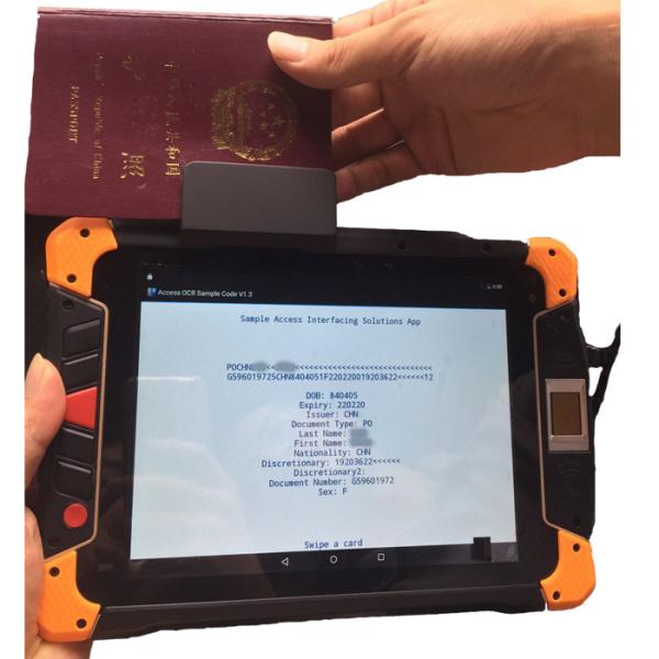 Quality 4G LTE Android 5.1 Rugged Tablets PC with Handheld OCR MRZ Passport Scanner for sale