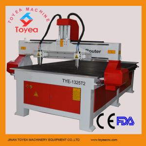Buy cheap wood carving machine with one head two spindles,Mach 3 system, PMI square linear rail TYE-1325T2 product