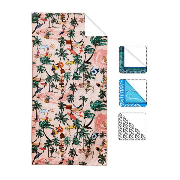 Quality Custom Logo Quick Dry Sand Proof Recycled Towel Microfiber Print Swimming Custom Beach Towel Repreve Towel for sale