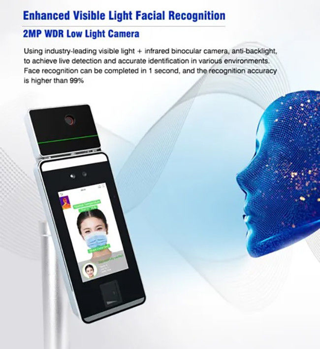 5 inch screen AI Face Recognition Attendance Machine With Temperature Detector