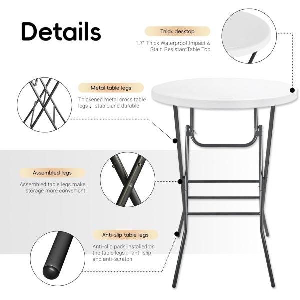 Indoor Outdoor Gathering High Top Table Bar Height Folding Table for Bar Furniture