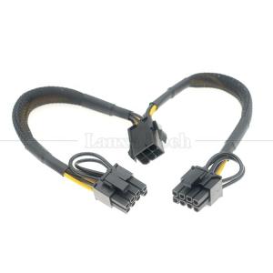 China Sleeved 18AWG Pure Cooper Y Splitter 6 Pin to Dual 8 Pin 6+2 PCI Express Power Adapter Extension PCIe Cable for GPU on sale