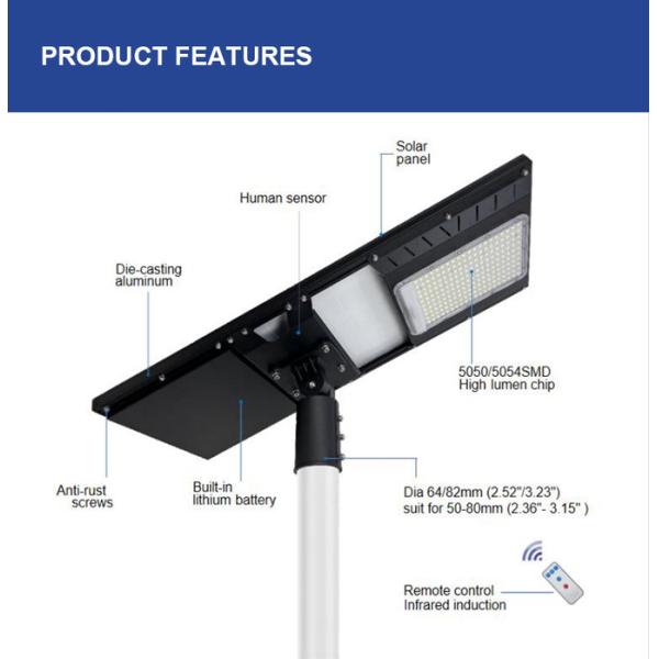 100w 120w 150w Aluminumall In One Led Solar Street Light Self Cleaning
