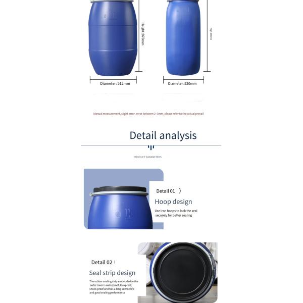 120L Plastic Chemical Barrel Leakproof HDPE Plastic Storage Drum
