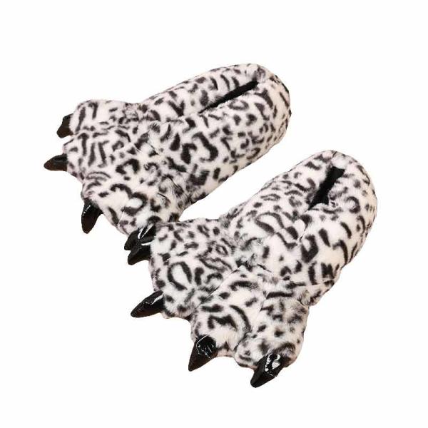 Quality Home Lifelike Leopard Printed Plush Warm Fur Shoes for sale