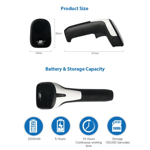 High Resolution 2.4G Bluetooth Barcode Reader