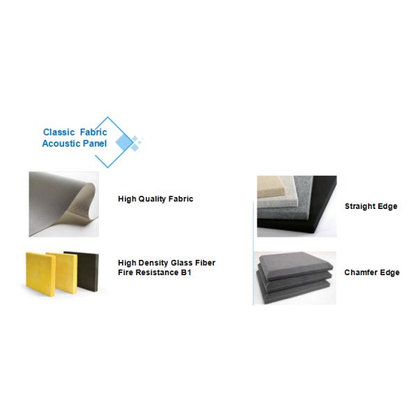 Decorative Soft Covered Fabric Fiberglass Acoustic Wall Panels Square Edge