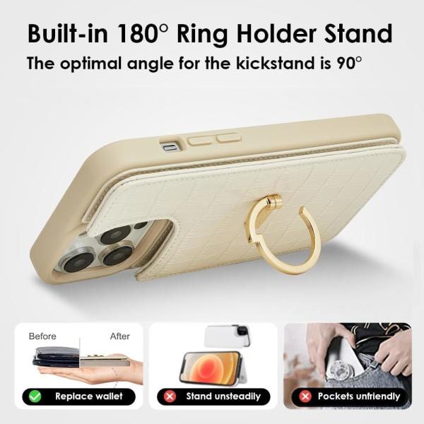 iPhone 13Pro Max 6.7 "-, wallet case with card holder, leather protective case with ring holder,